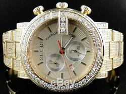 Gucci Fully Iced Mens 10.0 Ct Diamond Gold Finish YA101312 Watch Custom