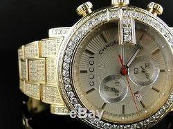 Gucci Fully Iced Mens 10.0 Ct Diamond Gold Finish YA101312 Watch Custom