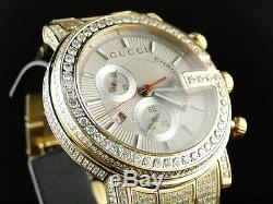 Gucci Fully Iced Mens 10.0 Ct Diamond Gold Finish YA101312 Watch Custom