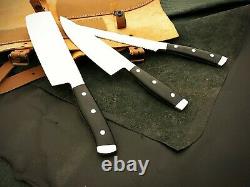 HANDMADE CUSTOM HAND FORGED STAINLESS STEEL CHEF Set Kitchen FIXED BLADE KNIVES