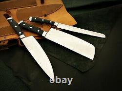 HANDMADE CUSTOM HAND FORGED STAINLESS STEEL CHEF Set Kitchen FIXED BLADE KNIVES