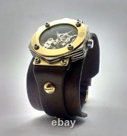 Handmade Watch Stainless Steel Brass Leather Band Ukrainian brand Dr. Dolgiy