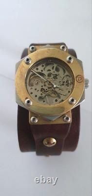 Handmade Watch Stainless Steel Brass Leather Band Ukrainian brand Dr. Dolgiy