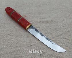 Handmade forged fixed blade custom knife Aikuchi tanto 95x18 karelian birch