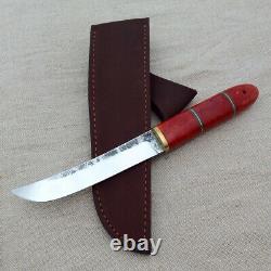 Handmade forged fixed blade custom knife Aikuchi tanto 95x18 karelian birch