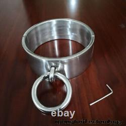 Heavy Stainless Steel 6cm Height Large Ring Male Female Neck Restraint Collar