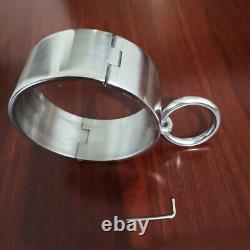 Heavy Stainless Steel 6cm Height Large Ring Male Female Neck Restraint Collar