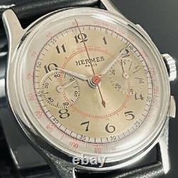 Hermes Watch Chronograph Men's Antique Manual Winding Case 37mm Vintage Japan