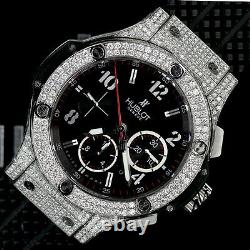 Hublot Big Bang Black Dial on Rubber Strap Stainless Steel Diamond Watch