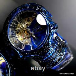 Invicta Artist Skull Automatic Skeletonized Blue Stainless Steel 50mm Watch New