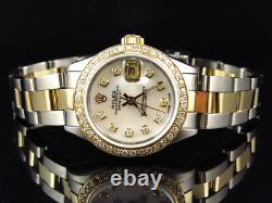 Ladies 18k/Stainless Steel 2 Tone Rolex Datejust Diamond Oyster Watch 2 Ct