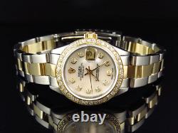 Ladies 18k/Stainless Steel 2 Tone Rolex Datejust Diamond Oyster Watch 2 Ct