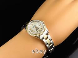 Ladies 18k/Stainless Steel 2 Tone Rolex Datejust Diamond Oyster Watch 2 Ct