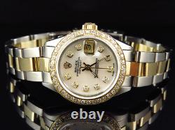 Ladies 18k/Stainless Steel 2 Tone Rolex Datejust Diamond Oyster Watch 2 Ct