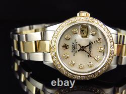 Ladies 18k/Stainless Steel 2 Tone Rolex Datejust Diamond Oyster Watch 2 Ct