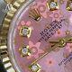 Ladies Rolex 18K & SS 26mm Peach Flower Datejust Diamond Numbers Ladies Watch