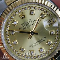 Ladies Rolex 26mm Datejust Champagne Diamond 18K Gold & SS Jubilee