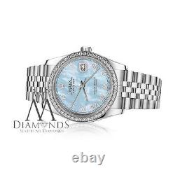 Ladies Rolex 36mm Datejust Baby Blue Mother Of Pearl Roman Numeral Dial Watch