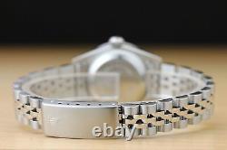 Ladies Rolex Datejust 18k Gold Sapphire Diamond & Steel Factory Dial Watch 69174