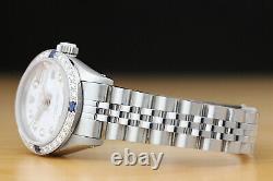 Ladies Rolex Datejust 18k White Gold Diamond Sapphire & Steel Watch White Dial