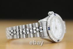 Ladies Rolex Datejust 18k White Gold Diamond Sapphire & Steel Watch White Dial