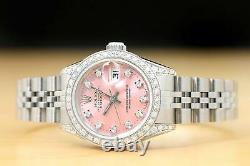 Ladies Rolex Datejust 69174 Pink Factory Diamond Dial & Steel Quickset Watch