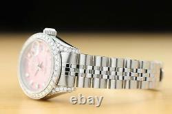 Ladies Rolex Datejust 69174 Pink Factory Diamond Dial & Steel Quickset Watch