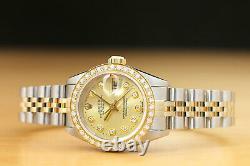 Ladies Rolex Datejust Champagne Diamond 18k Yellow Gold/stainless Steel Watch