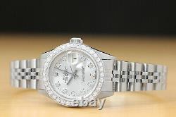 Ladies Rolex Datejust Quickset Silver Diamond 18k White Gold And Steel Watch