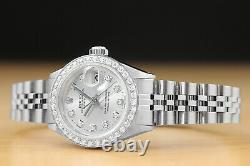 Ladies Rolex Datejust Silver Diamond 18k White Gold & Stainless Steel Watch