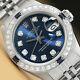 Ladies Rolex Diamond Sapphire Datejust 18k White Gold & Steel Blue Dial Watch