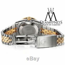 Ladies Rolex SS & Gold 26mm Datejust Watch White MOP Dial Ruby & Diamond Bezel