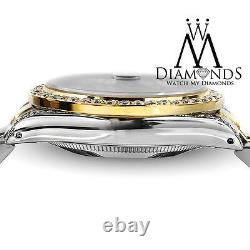 Ladies Rolex Steel 18K Gold 31mm Datejust Black MOP 8+2 Diamond 2 Tone Jubilee