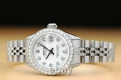 Ladies Rolex White Diamond Dial Datejust 18k White Gold & Stainless Steel Watch