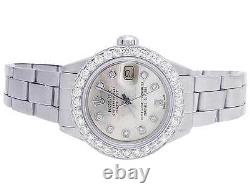 Ladies Stainless Steel 26MM Rolex Datejust Oyster Bracelet Diamond Watch 2.5 Ct
