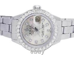 Ladies Stainless Steel 26MM Rolex Datejust Oyster Bracelet Diamond Watch 2.5 Ct
