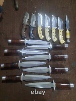 Lot 15Pc Custom HandMade Stainless Steel Colletiebiel fixed Dagger Hunting Knife
