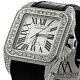 Luxury Diamond Cartier Santos 100 Automatic Watch Larger 10ct Natural Diamond