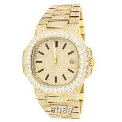 Luxury Stainless Steel Custom Solitaire Bezel Band Analog Watch