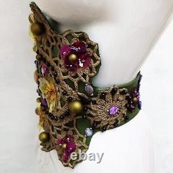 Luxury royal belt handmade italian women luxury macrame bead sequin faux leather