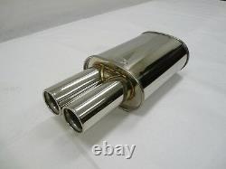Maximizer Stainless Steel Universal Muffler with Dual Round Tips