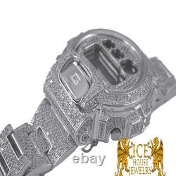 Men Fully Icy Diamond Simulated Authentic G Shock DW6900 White Gold Custom Watch