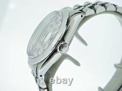 Men Rolex Date Stainless Steel Watch Jubilee Style Band Silver Diamond Dial 1500