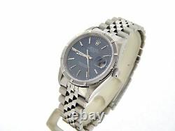 Men Rolex Date Stainless Steel Watch Quickset Jubilee Style Band Blue Dial 15210