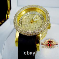 Men's New 3d Full Custom Stainless Steel Gold Tone Simulated Diamond Watch 48mm