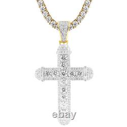 Men's Religious Cross Silver Dome Style Solitaire Pendant free Chain
