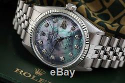 Men's Rolex 36mm 18K & SS Datejust Tahitian MOP Mother of Pearl Diamond Watch