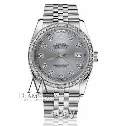 Men's Rolex 36mm Datejust Grey Color Dial with Diamond Accent & Bezel RT Watch