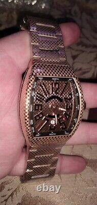 Men's Rose Gold Etched Carbon Fiber Custom Stainless Steel Automatic Watch