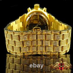 Men's Stainless Steel Yellow Gold Finish Lab Simulate Diamond Custom Wrist Watch